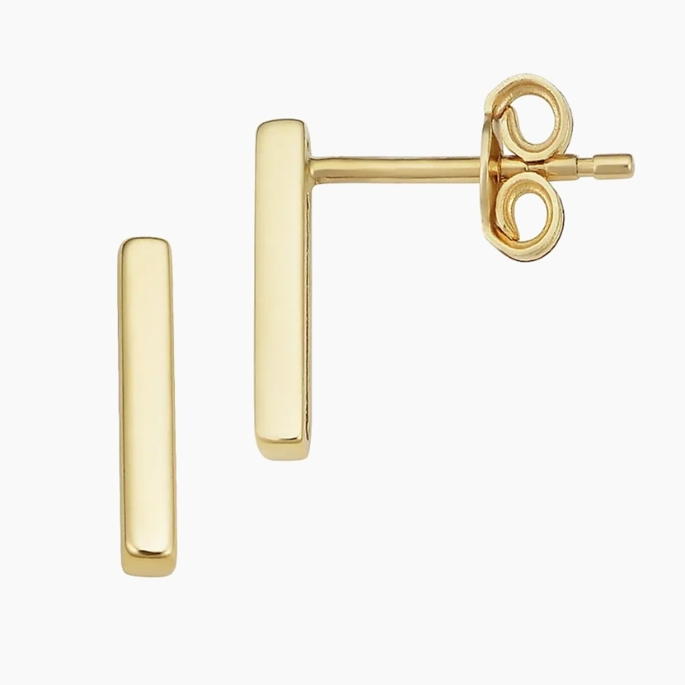 Oradina 14K Yellow Gold Pisa Bar Studs